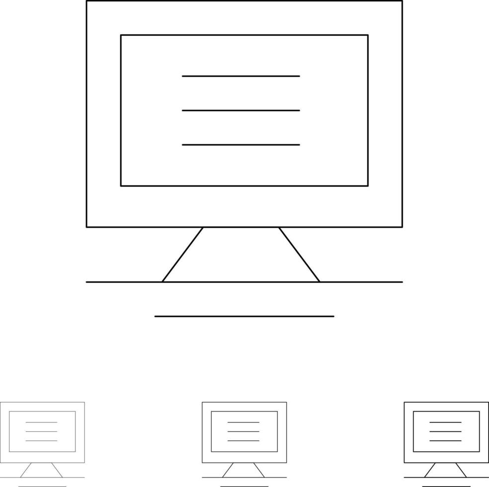 tenere sotto controllo computer hardware grassetto e magro nero linea icona impostato vettore