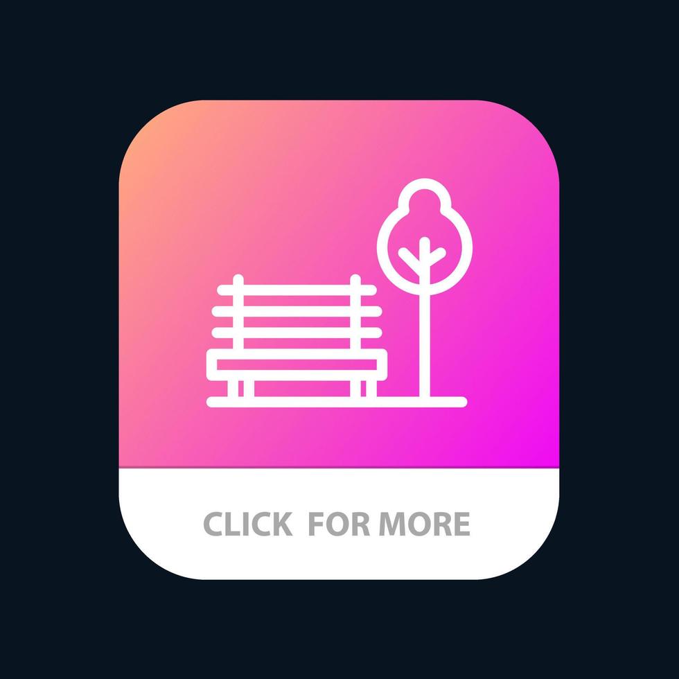 panchina sedia parco Hotel mobile App pulsante androide e ios linea versione vettore
