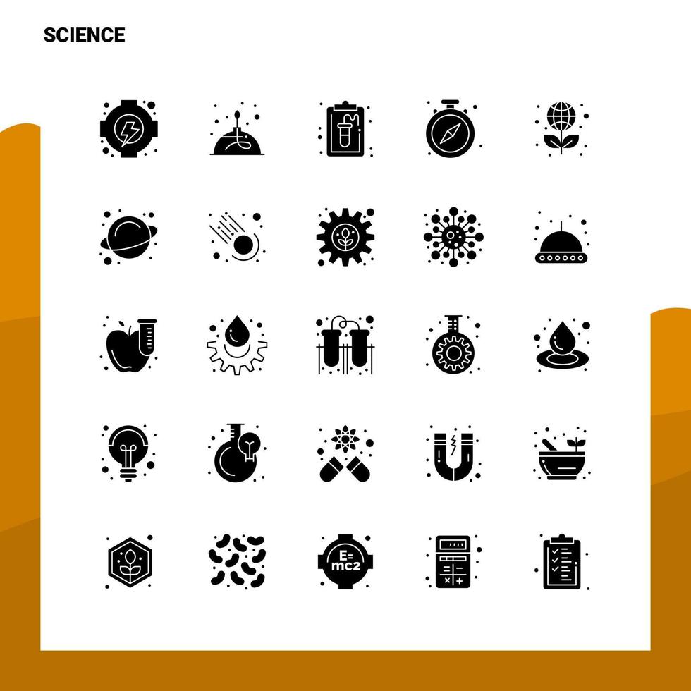 25 scienza icona impostato solido glifo icona vettore illustrazione modello per ragnatela e mobile idee per attività commerciale azienda