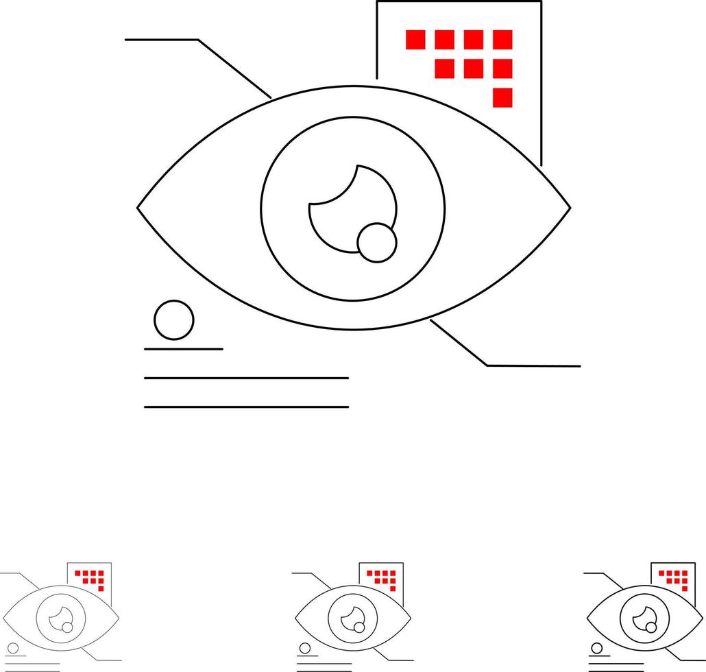 occhio rubinetto occhio rubinetto tecnologia grassetto e magro nero linea icona impostato vettore