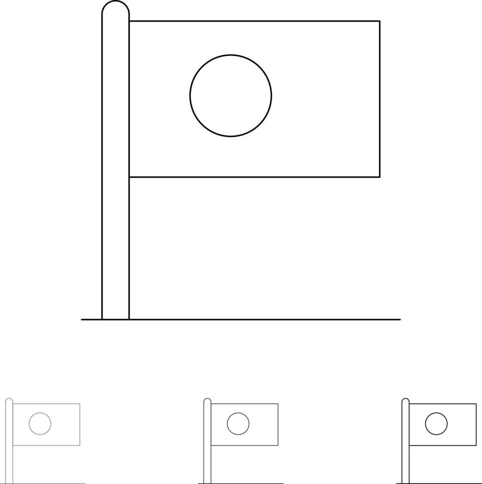 asiatico bangla bangladesh nazione bandiera grassetto e magro nero linea icona impostato vettore