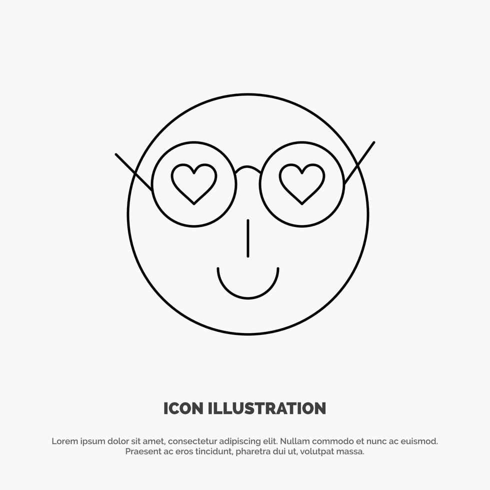 smiley emoji amore carino utente linea icona vettore