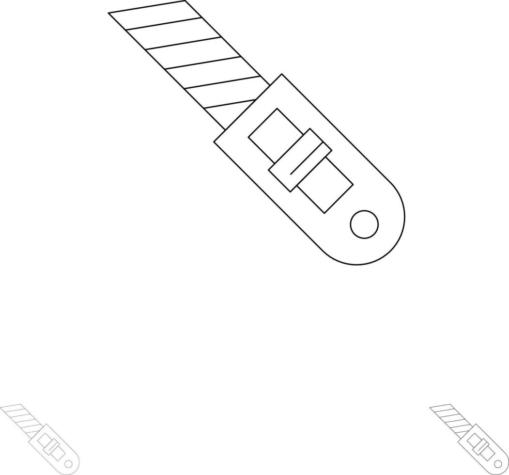 coltello attrezzo riparazione fresa grassetto e magro nero linea icona impostato vettore