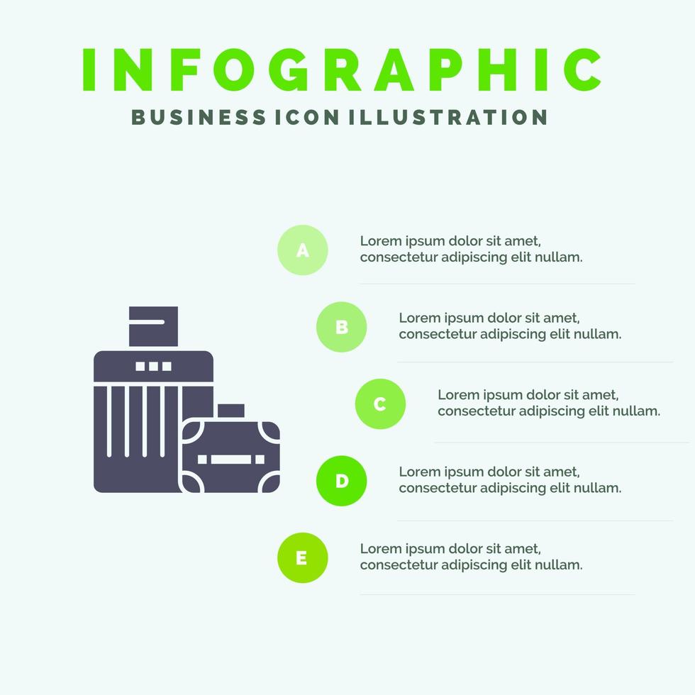 bagaglio Borsa borsetta Hotel infografica presentazione modello 5 passaggi presentazione vettore