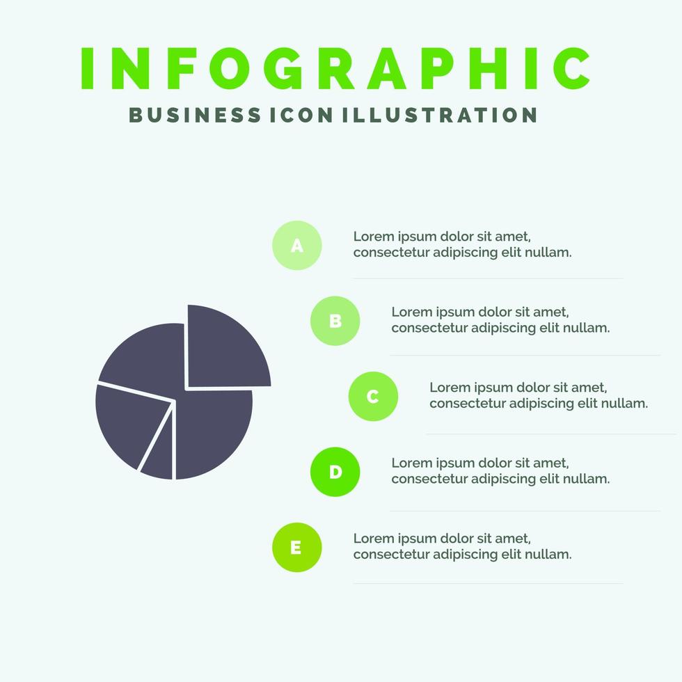 grafico attività commerciale diagramma finanza grafico torta statistica solido icona infografica 5 passaggi presentazione sfondo vettore