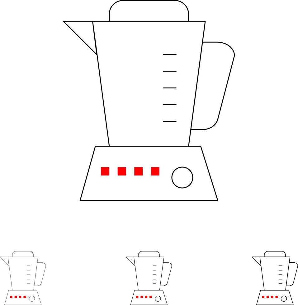 miscelatore elettrico casa macchina grassetto e magro nero linea icona impostato vettore