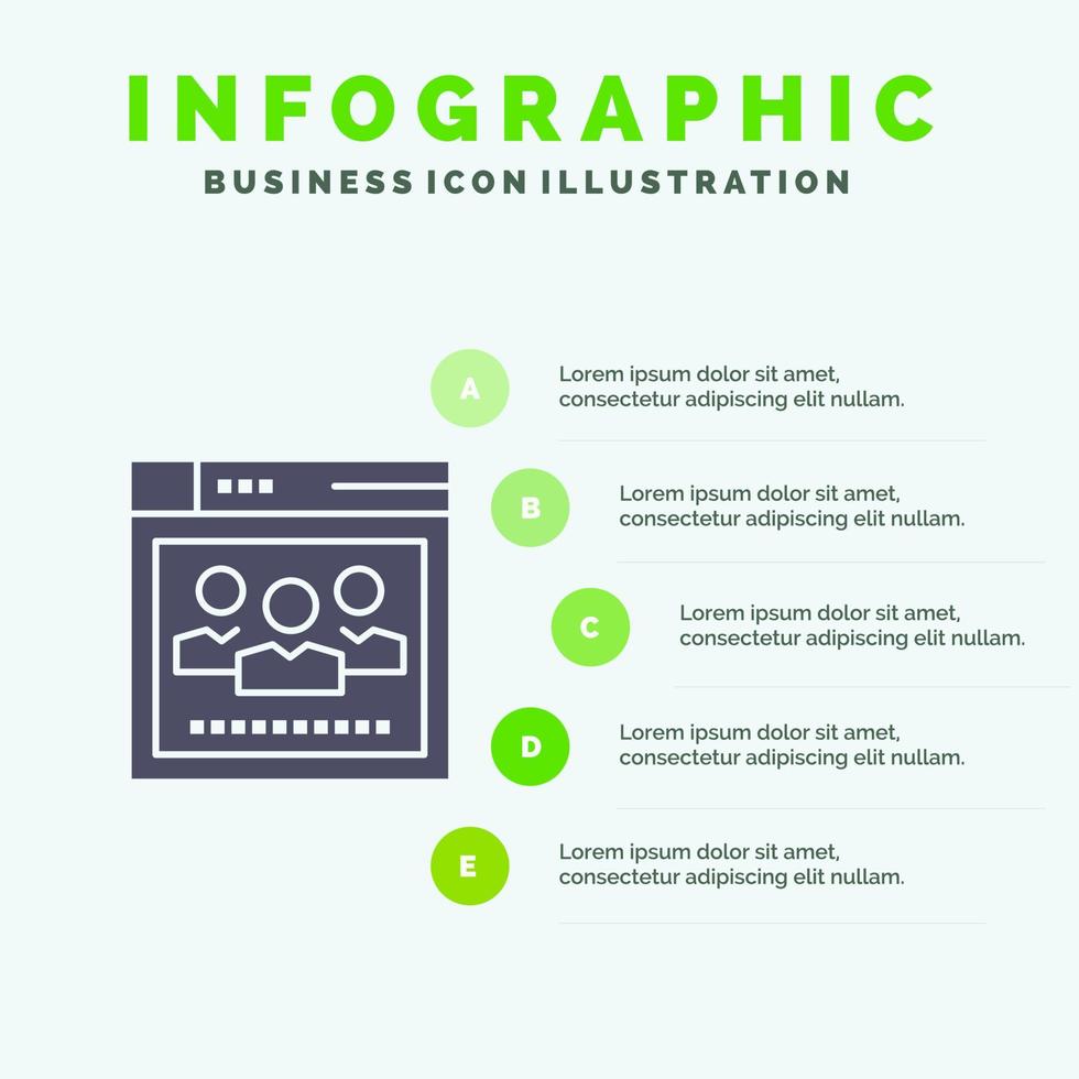 del browser Rete ragnatela formazione scolastica infografica presentazione modello 5 passaggi presentazione vettore