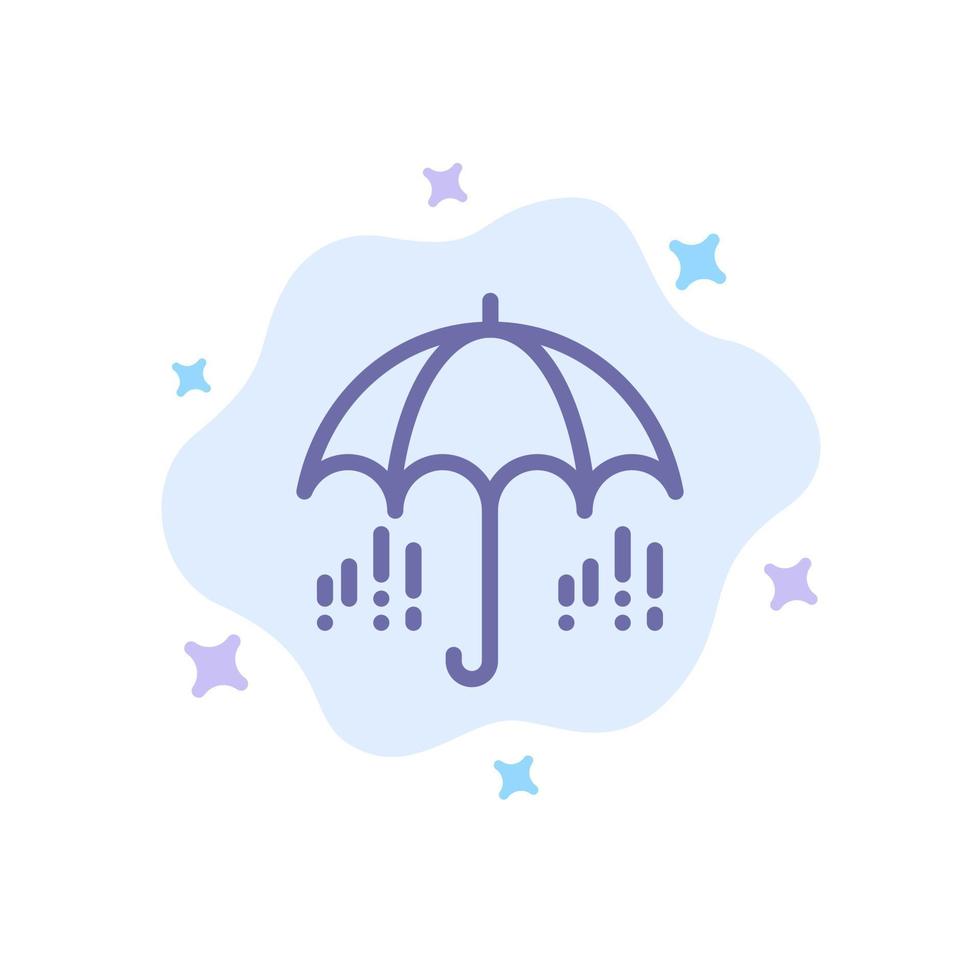 ombrello pioggia tempo metereologico primavera blu icona su astratto nube sfondo vettore