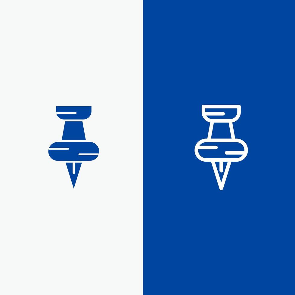 formazione scolastica perno marcatore linea e glifo solido icona blu bandiera linea e glifo solido icona blu bandiera vettore