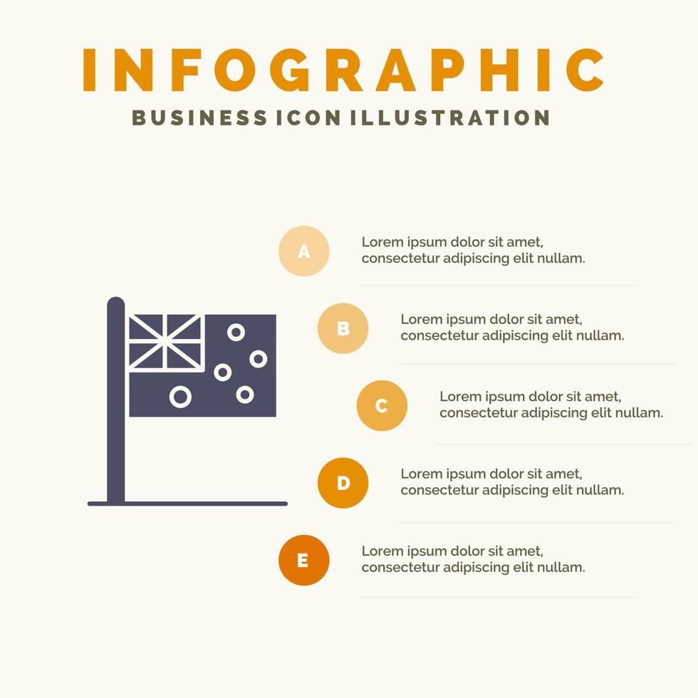 Australia nazione bandiera nazione solido icona infografica 5 passaggi presentazione sfondo vettore