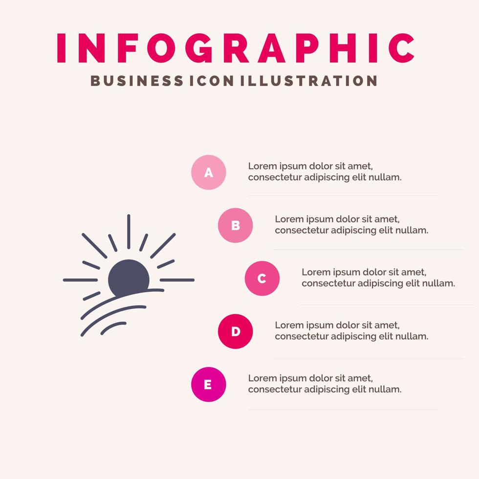 luminosità leggero sole primavera solido icona infografica 5 passaggi presentazione sfondo vettore