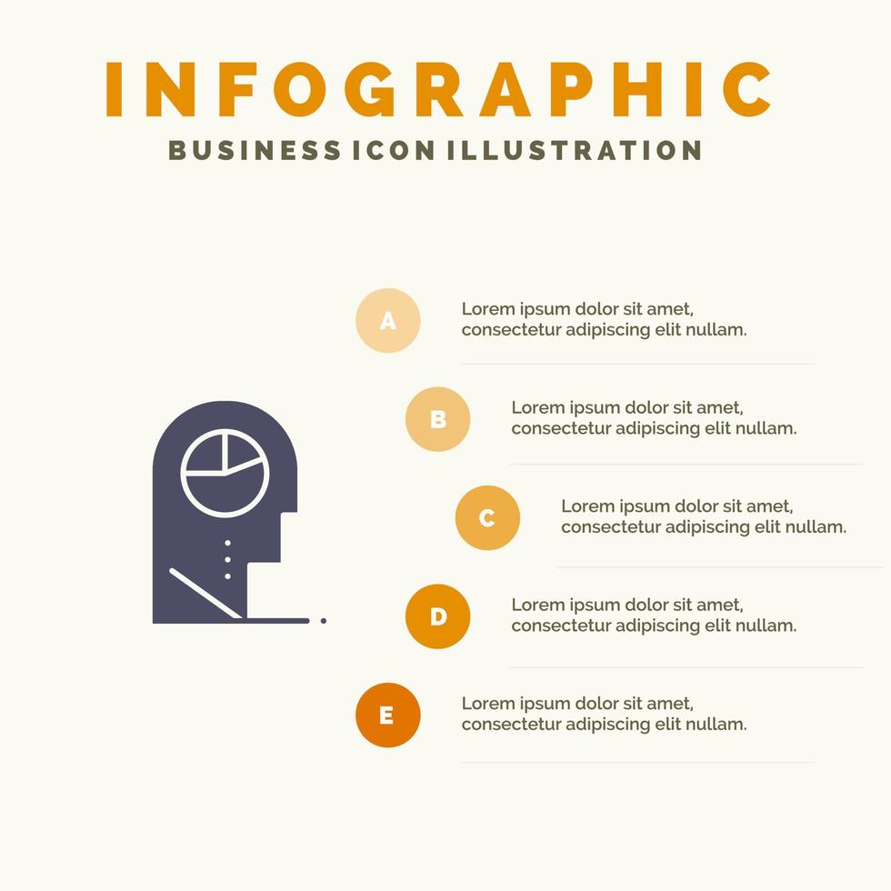 umano profilo uomo cappello solido icona infografica 5 passaggi presentazione sfondo vettore