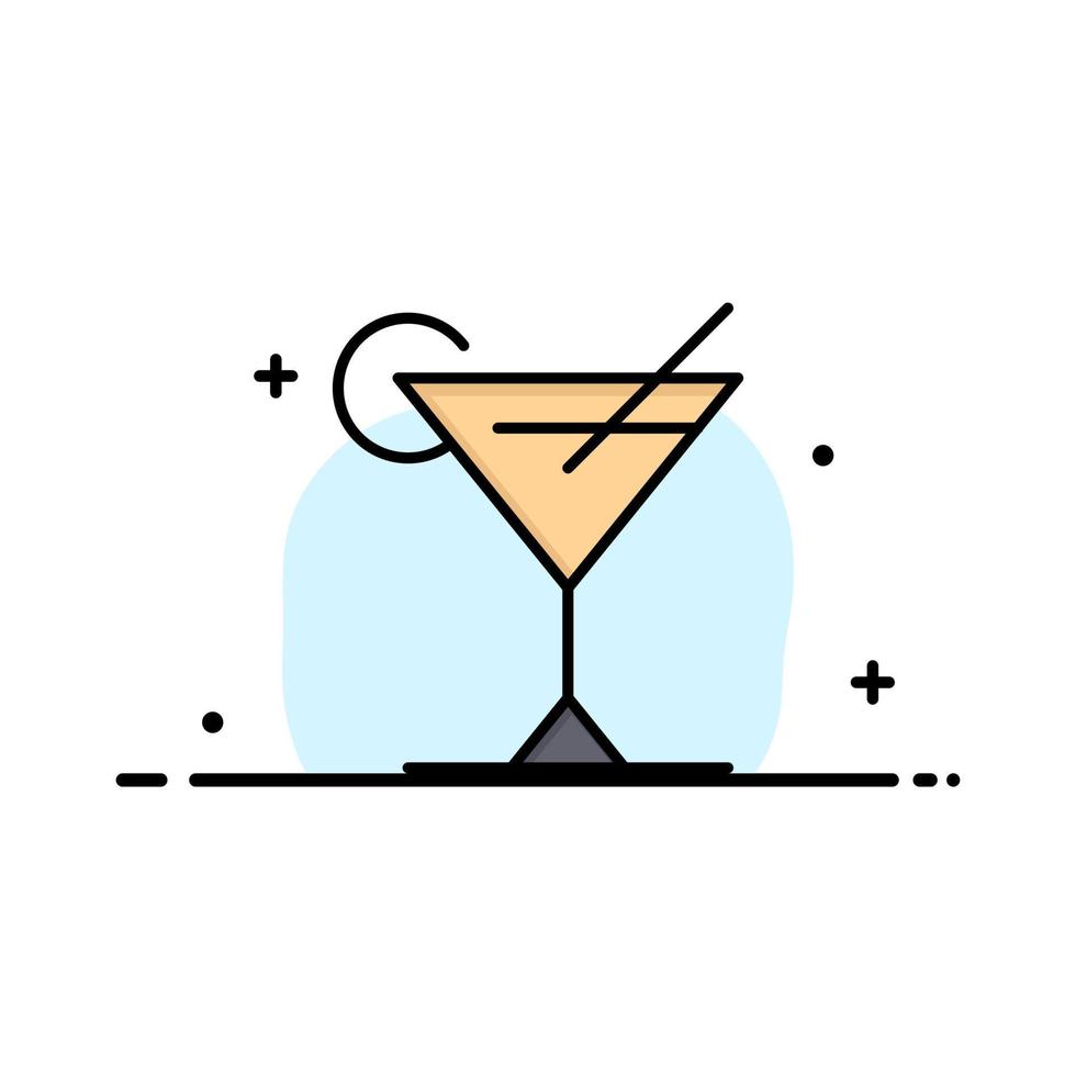 cocktail succo Limone attività commerciale piatto linea pieno icona vettore bandiera modello