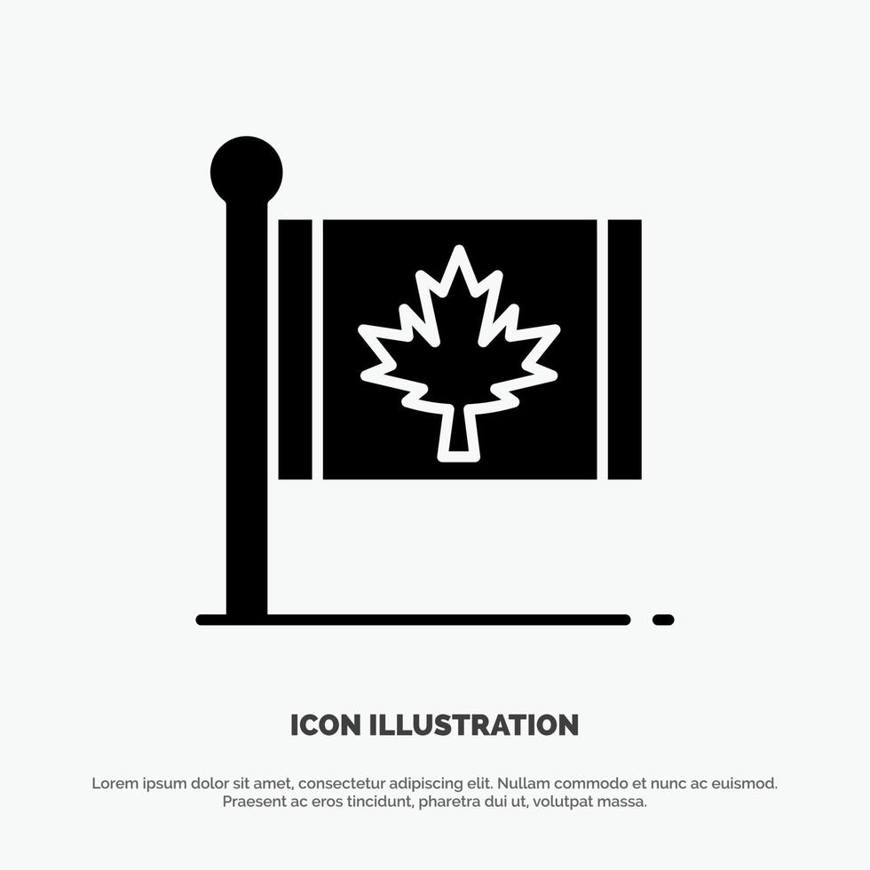 bandiera autunno Canada foglia acero solido glifo icona vettore