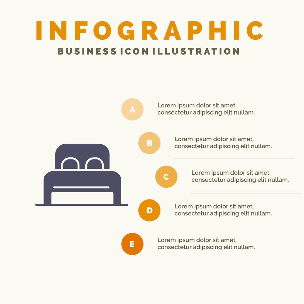 letto dormire camera Hotel infografica presentazione modello 5 passaggi presentazione vettore