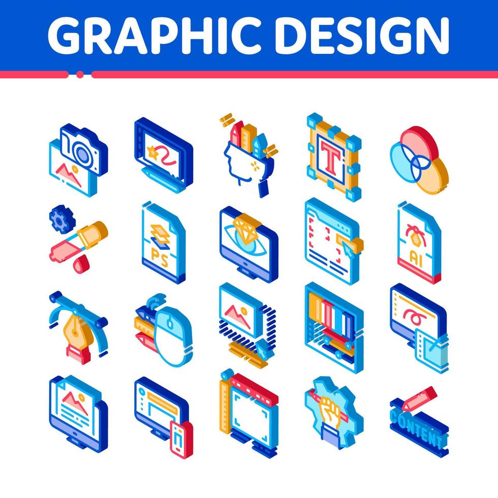 grafico design e isometrico icone impostato vettore