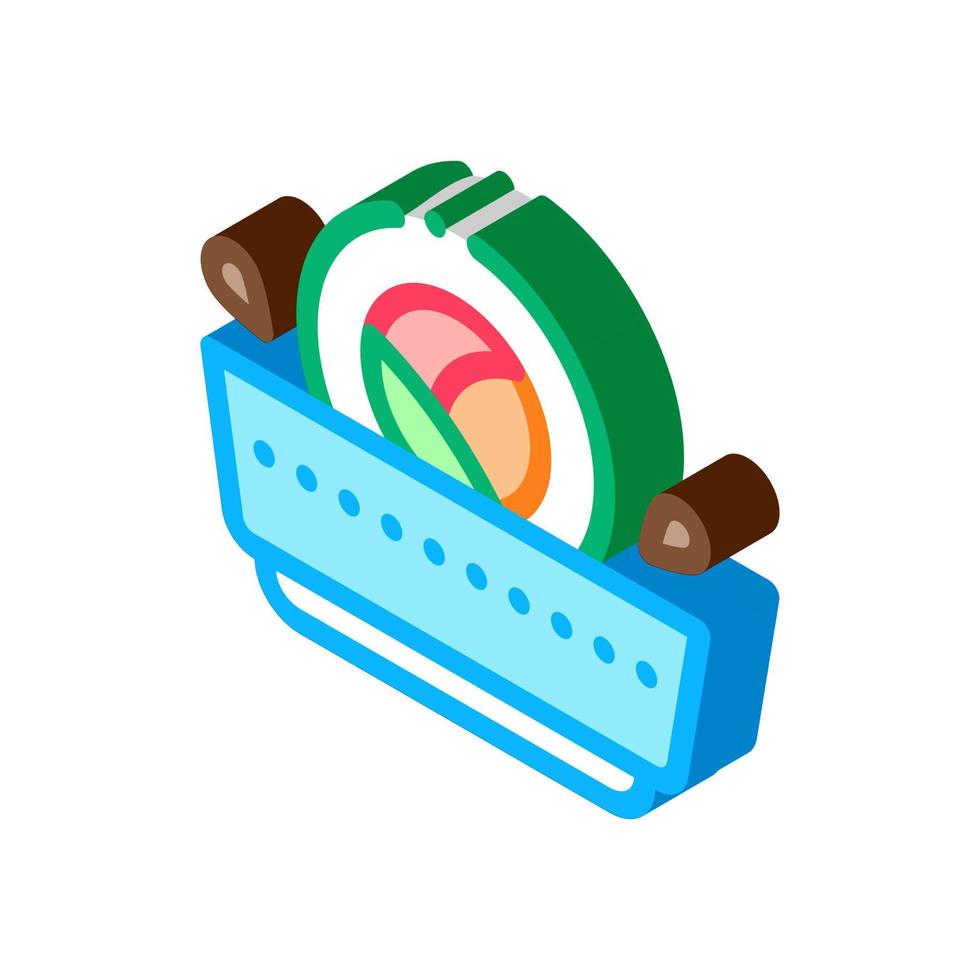 Sushi rotolo nel salsa isometrico icona vettore illustrazione