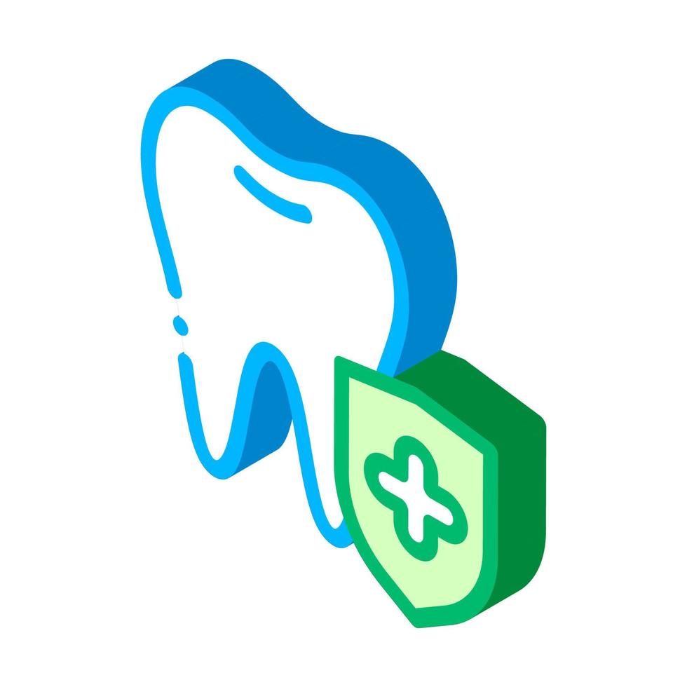 dentista stomatologia dente protezione isometrico icona vettore illustrazione