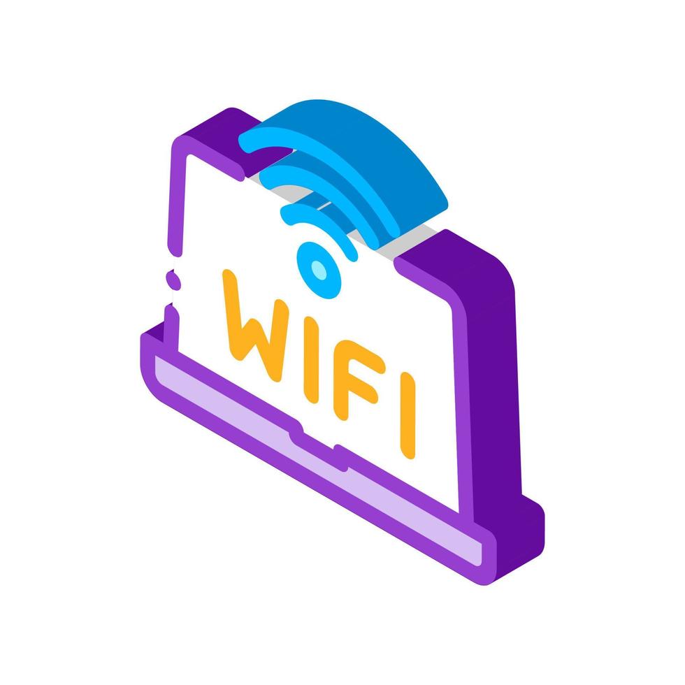 Wi-Fi cartello e parola su il computer portatile Schermo isometrico icona vettore illustrazione