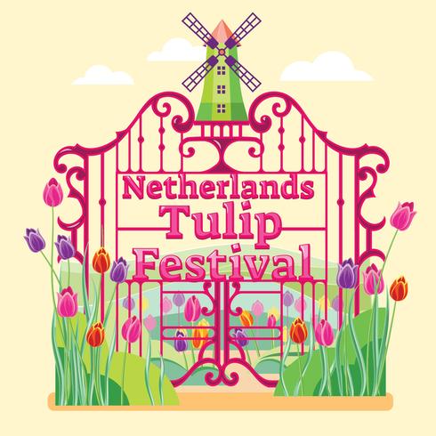 Parata di fiori in Olanda o Paesi Bassi Tulip Festival vettore