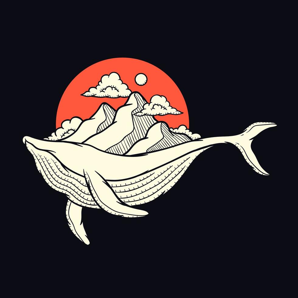 design della maglietta balena vettore