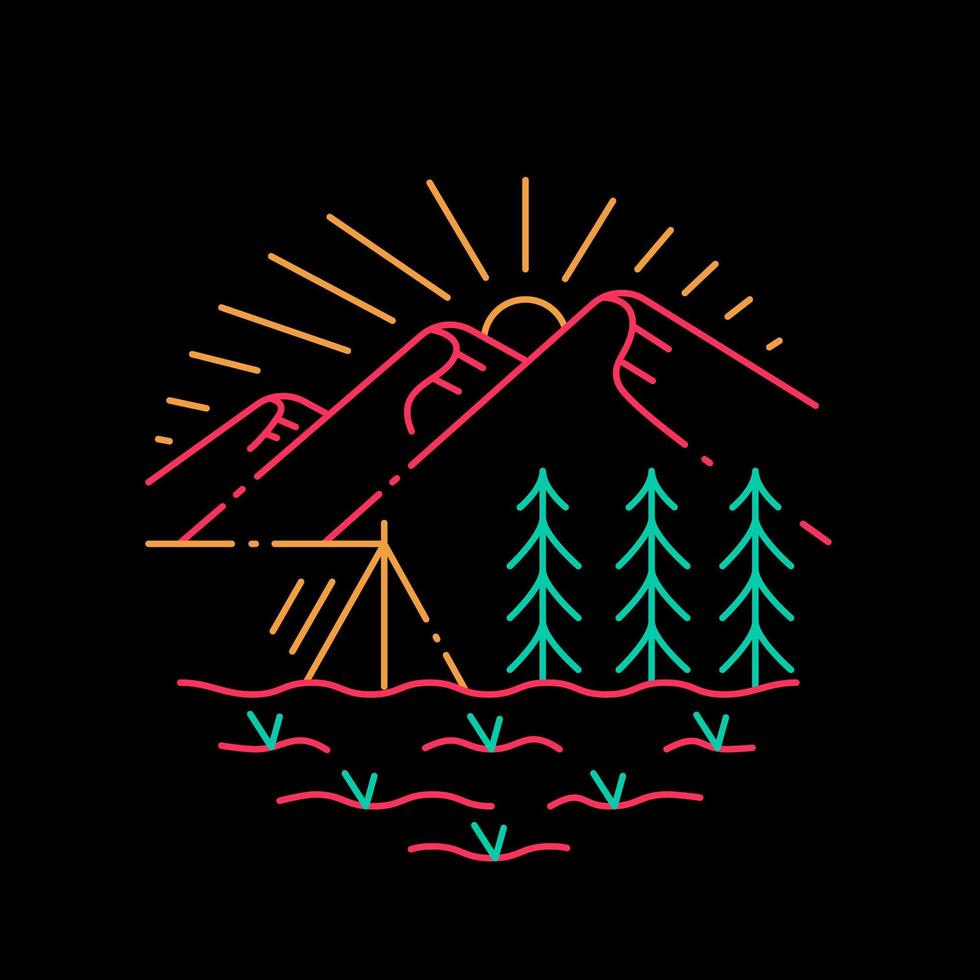 campo di montagna con design t-shirt foresta vettore