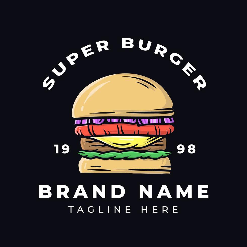 design della maglietta super burger vettore