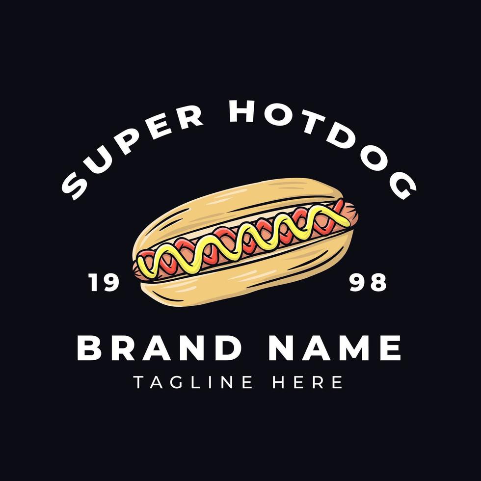 design della maglietta super hot dog vettore