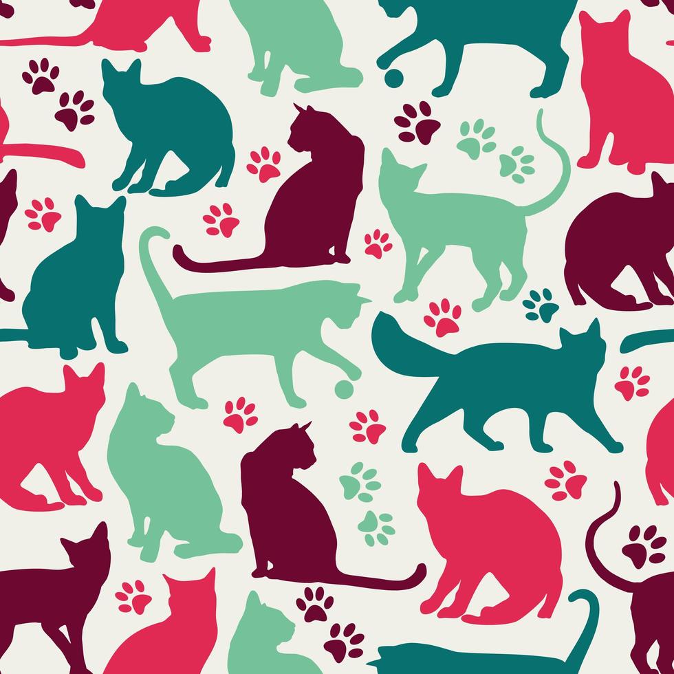 Seamless pattern di sfondo di gatti vettore