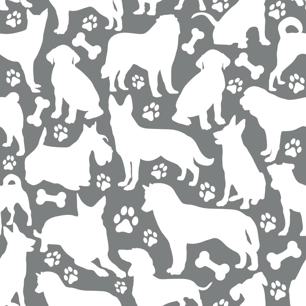 pattern di sfondo di cani bianchi vettore