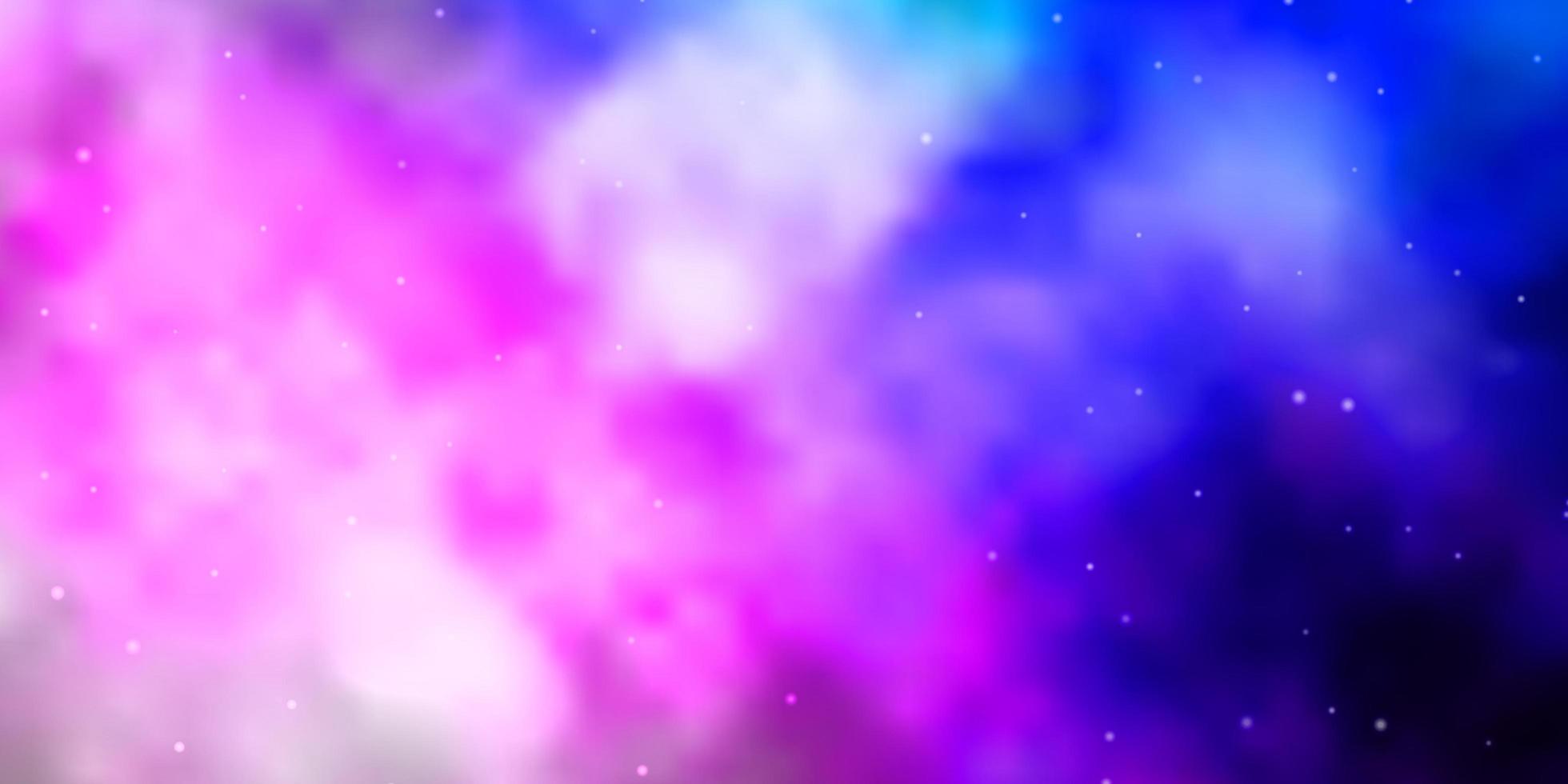 sfondo vettoriale rosa chiaro, blu con stelle piccole e grandi.