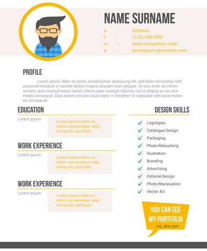 Vettori unici di Graphic Designer per il curriculum vitae