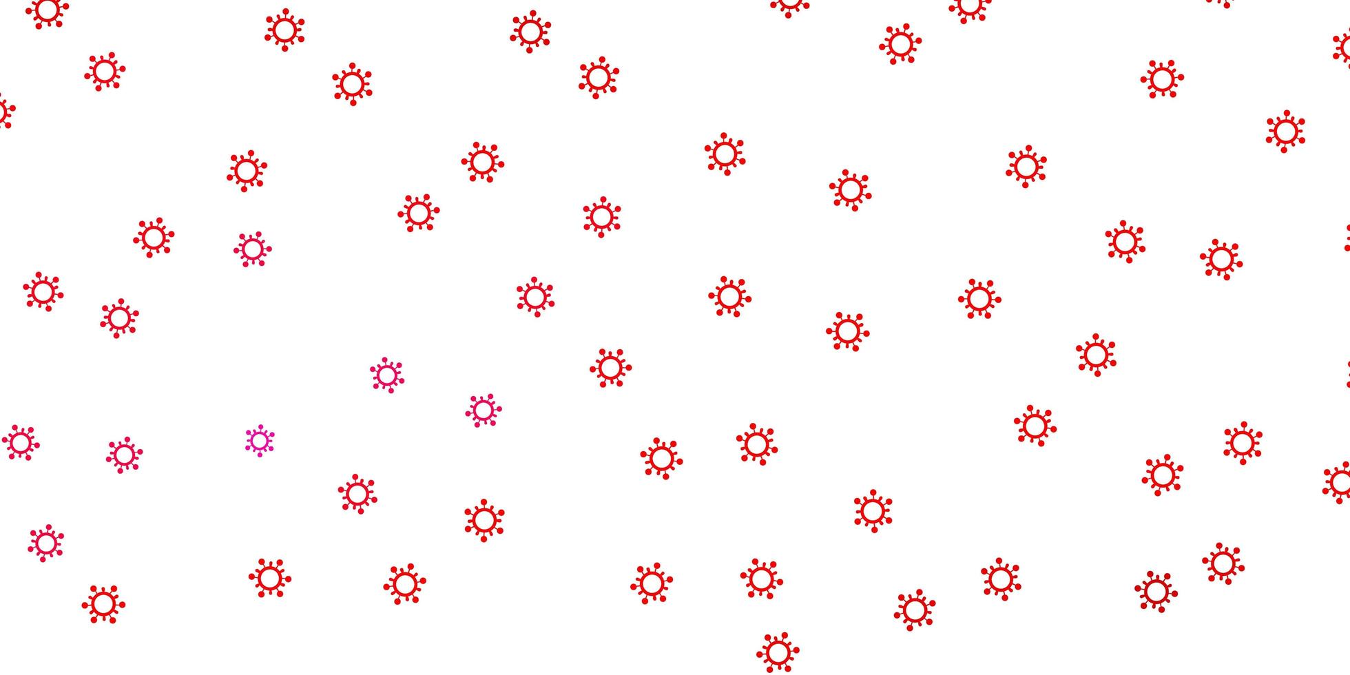 sfondo vettoriale rosa chiaro, rosso con simboli di virus.