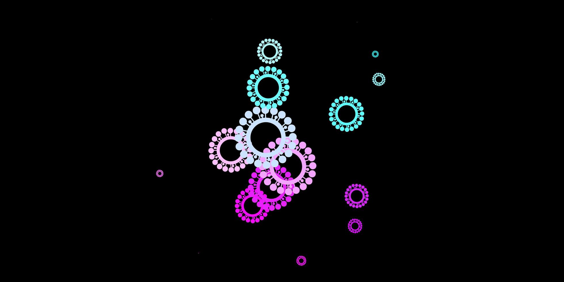sfondo vettoriale rosa scuro, blu con simboli di virus