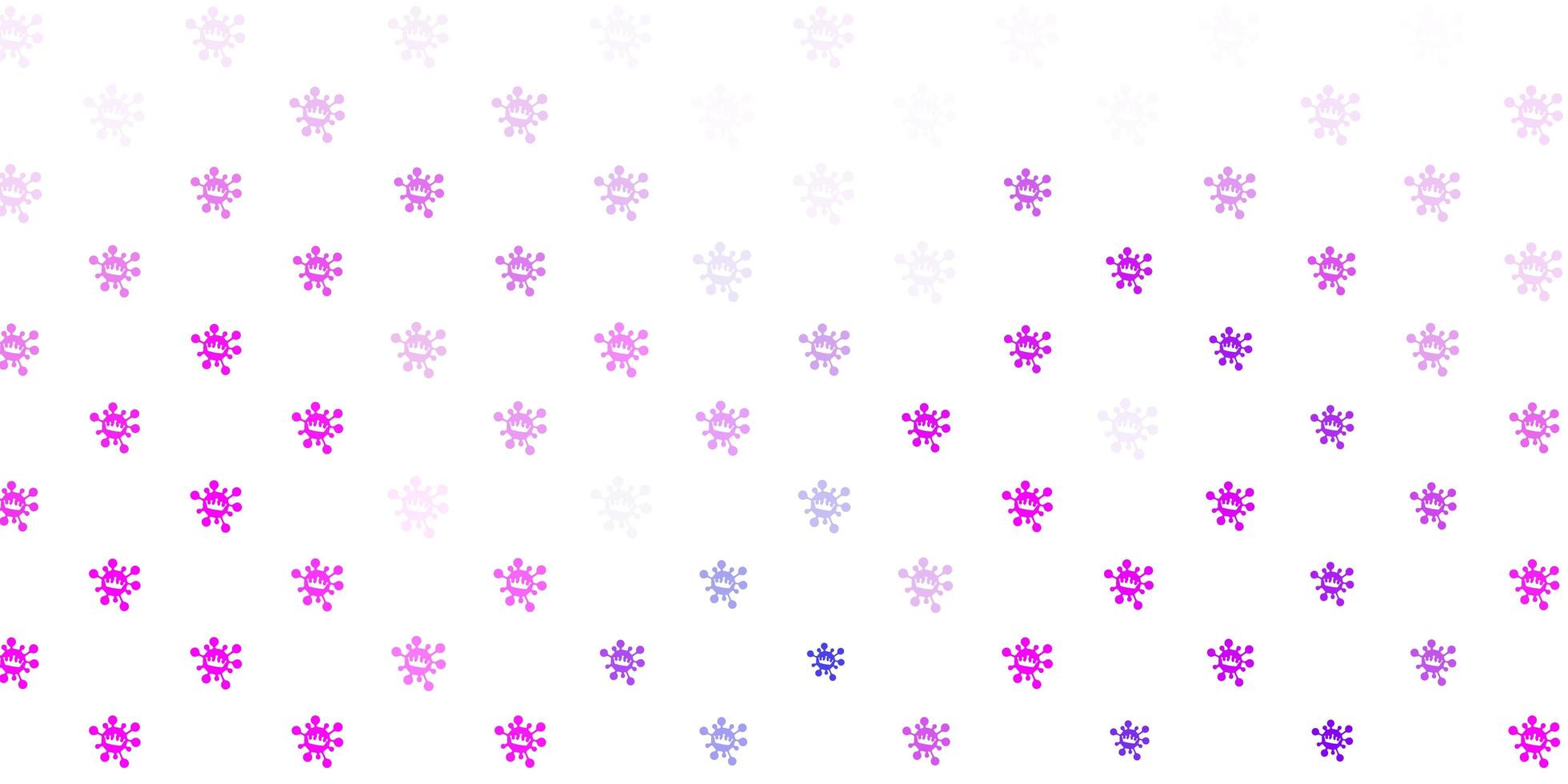 sfondo vettoriale rosa chiaro, blu con simboli di virus.