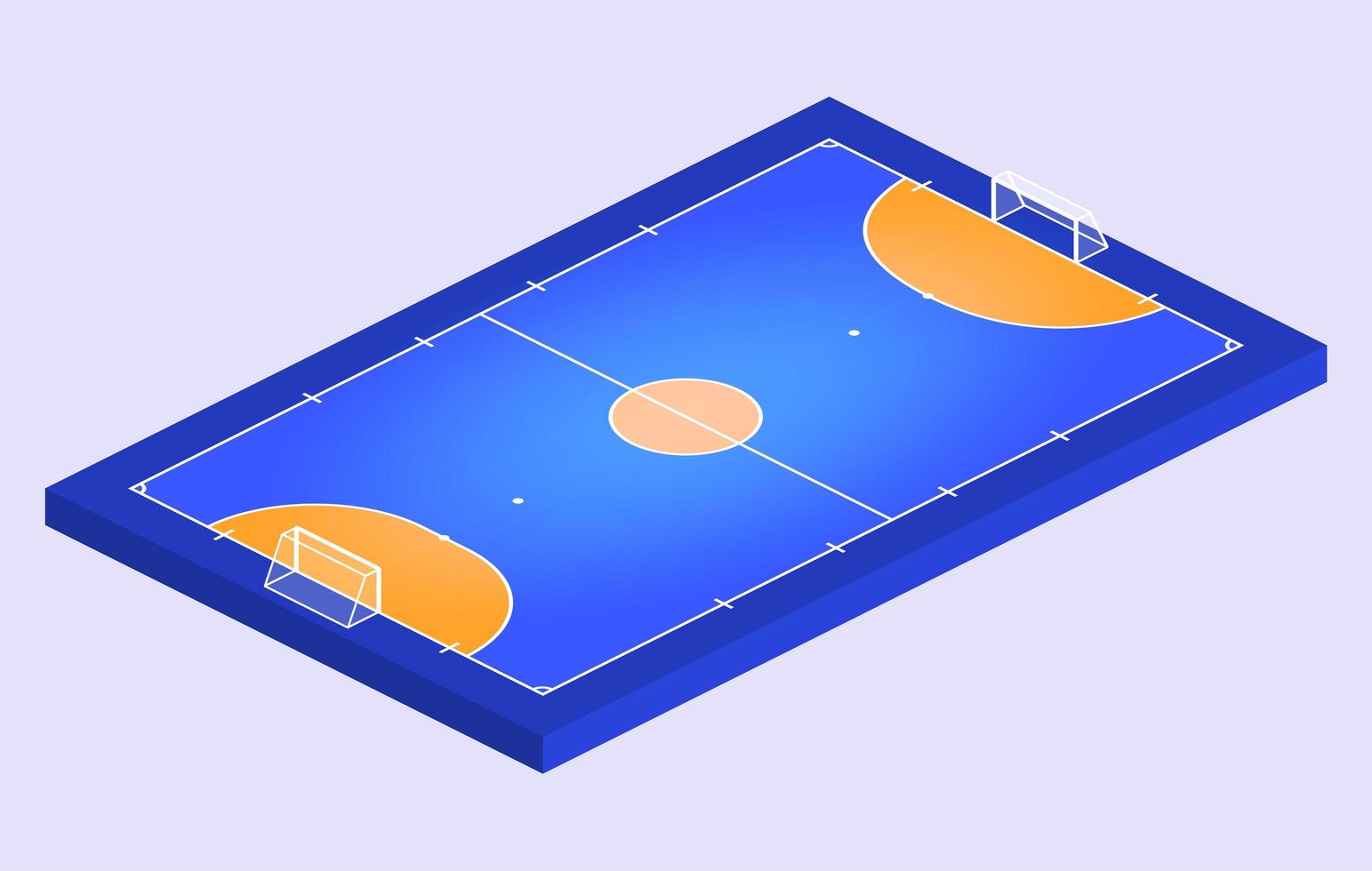 campo vista prospettiva isometrica per futsal. contorno arancione di linee illustrazione vettoriale campo futsal.