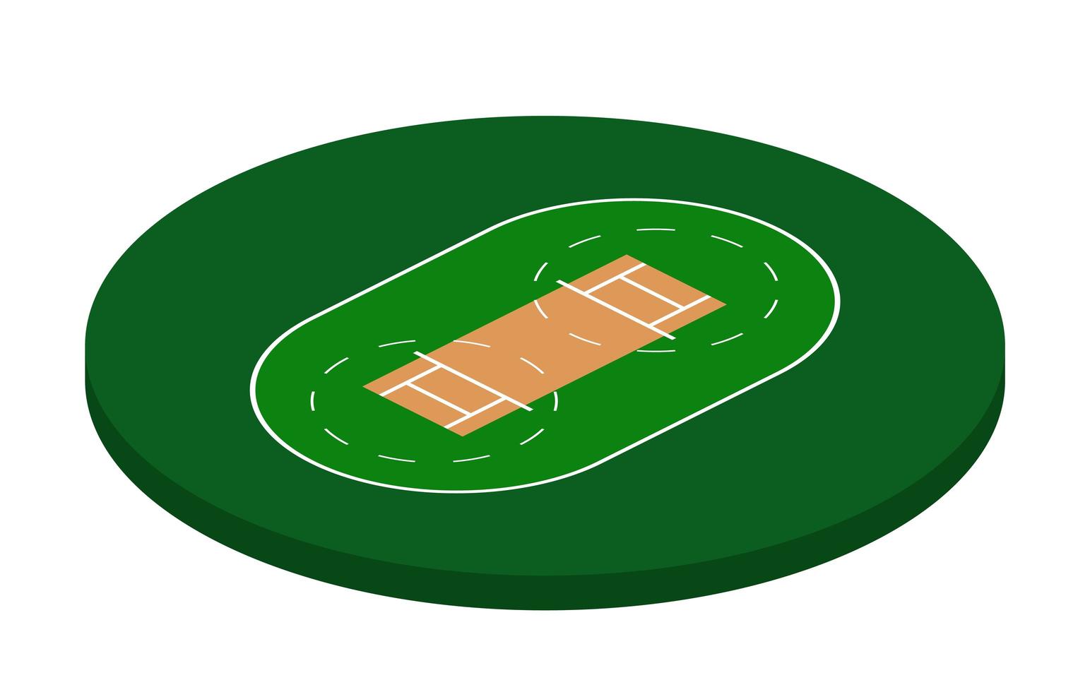 campo da cricket in vista isometrica, illustrazione vettoriale stadio di cricket su sfondo bianco