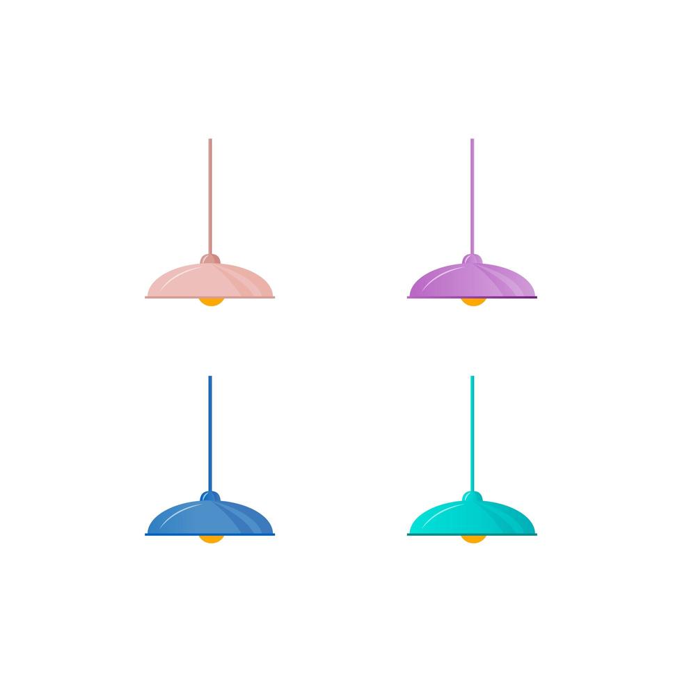 set di oggetti colorati lampada da soffitto vettore