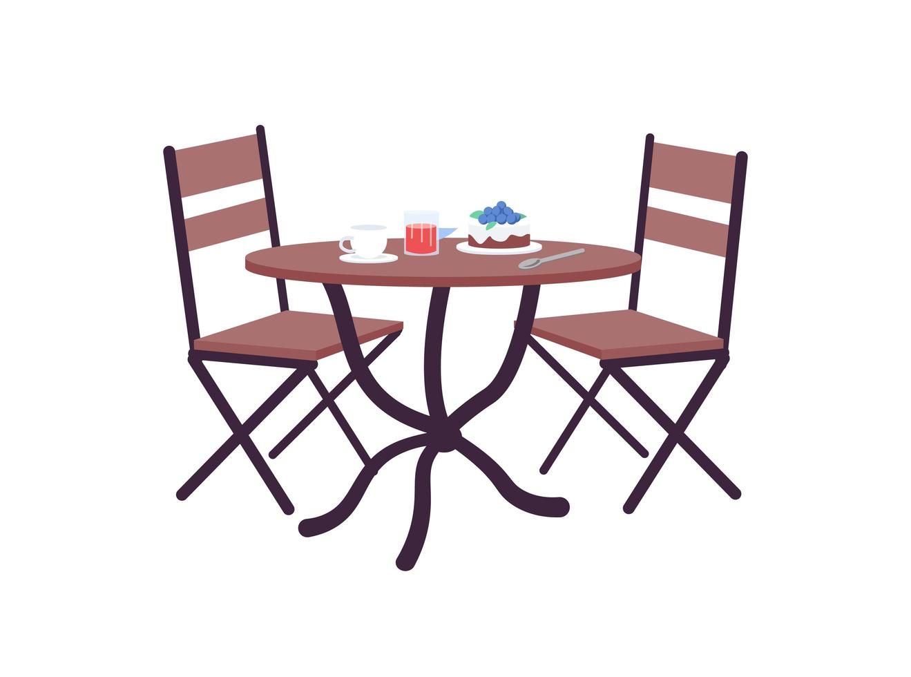 tavolino da caffè con oggetto vettoriale colore piatto ordine