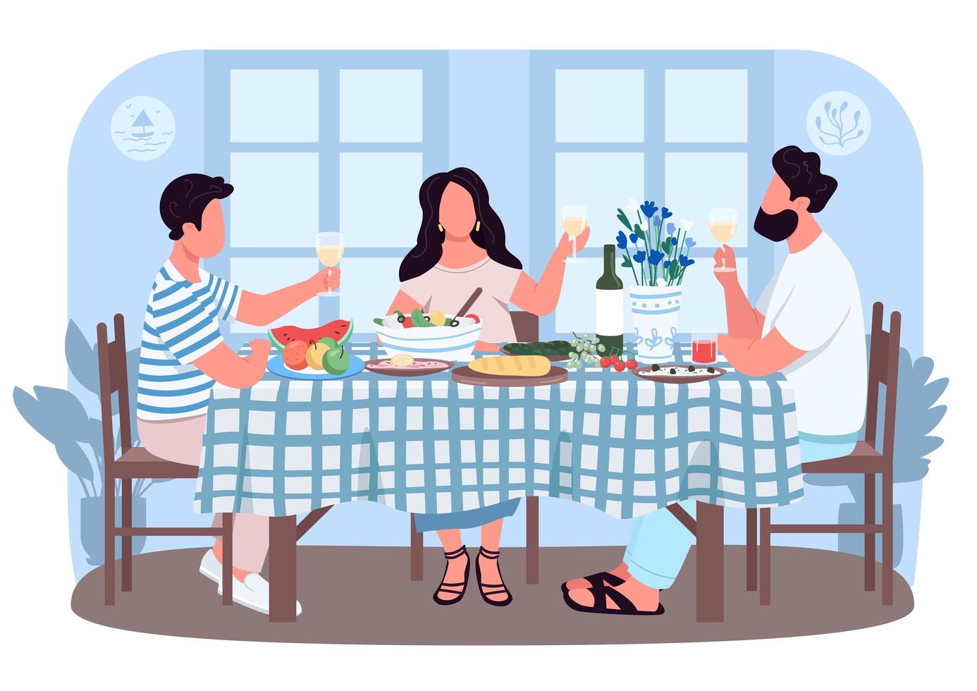 cena greca per gli amici banner web vettoriale 2D, poster