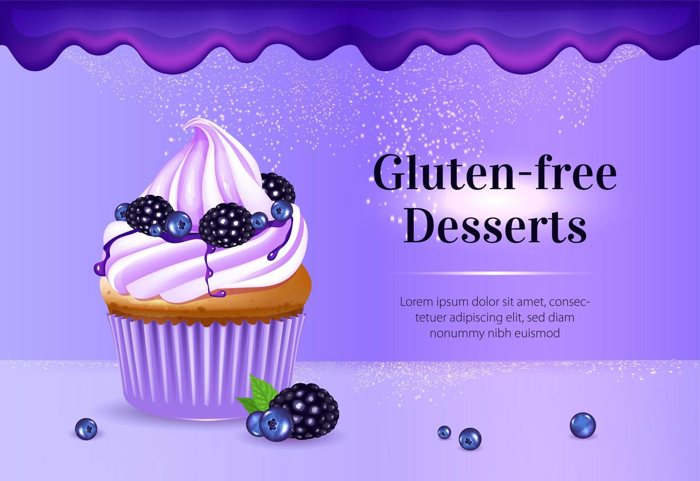 modello di banner di annunci di prodotti vettoriali realistici dessert senza glutine