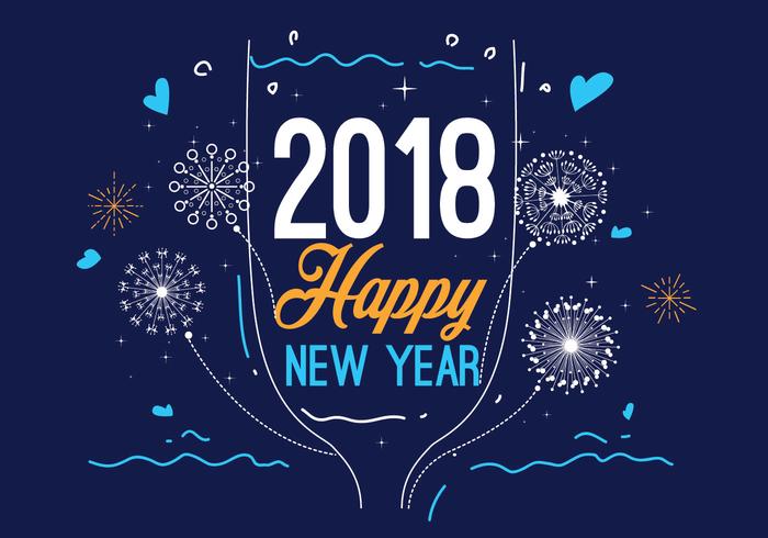 Felice anno nuovo 2018 blu colore vettoriale