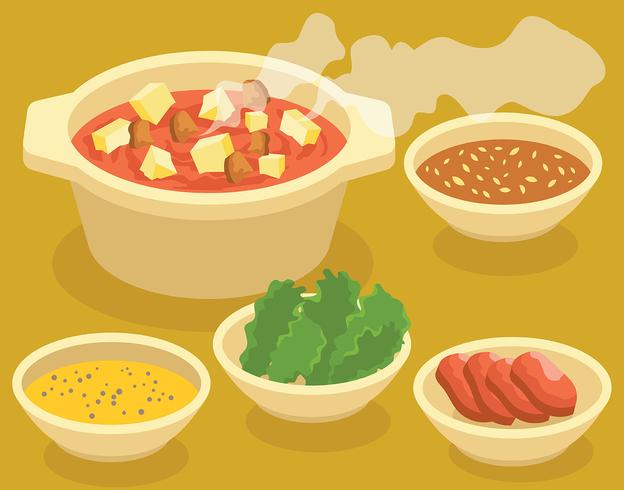 Hotpot + ingredienti illustrazione vettore