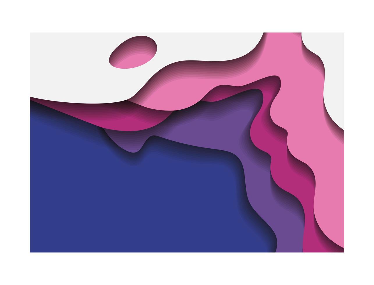 sfondo di onde viola e rosa all'interno del disegno vettoriale cornice