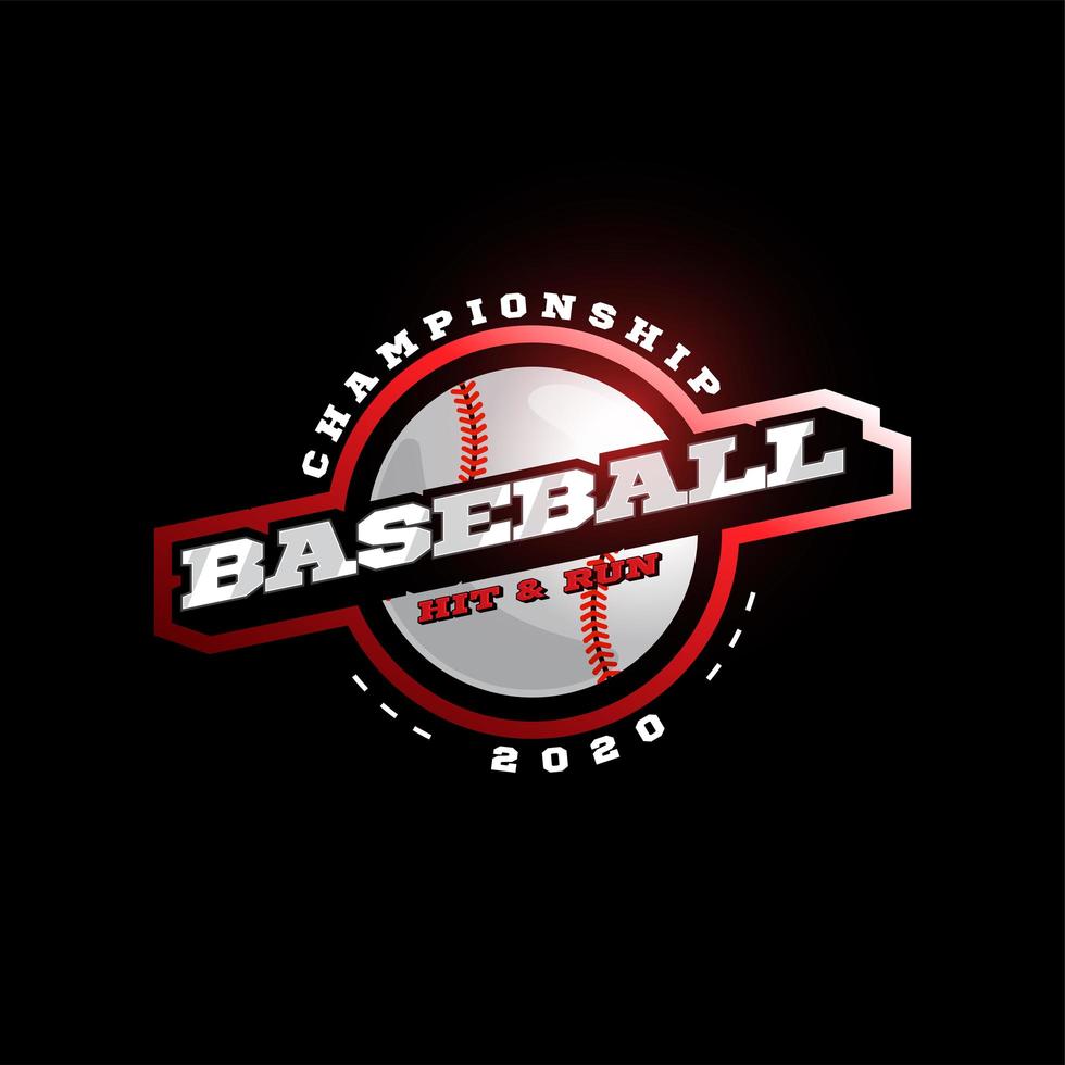 logotipo di tipografia di sport professionale moderno di vettore di baseball in stile retrò. emblema di disegno vettoriale, distintivo e modello sportivo logo rosso design