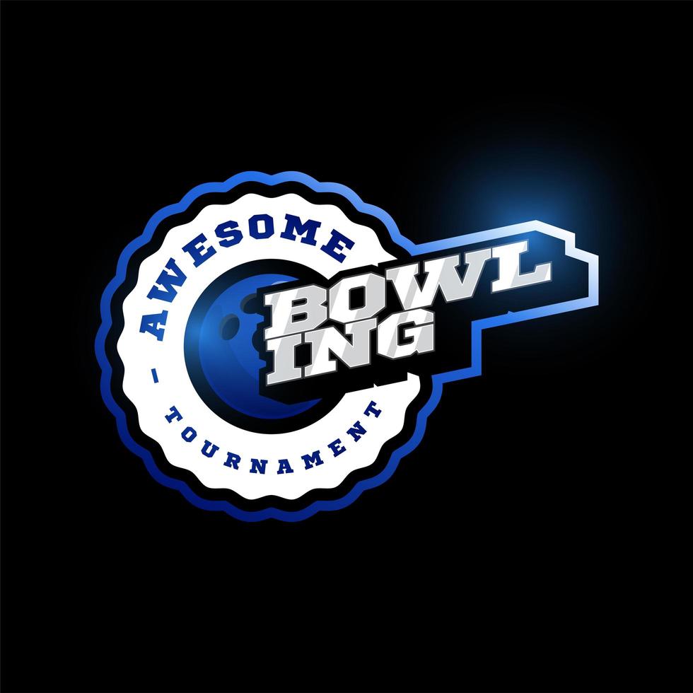 bowling logo vettoriale. moderna tipografia professionale sport stile retrò vettore emblema e modello logotipo design. bowling logo blu.
