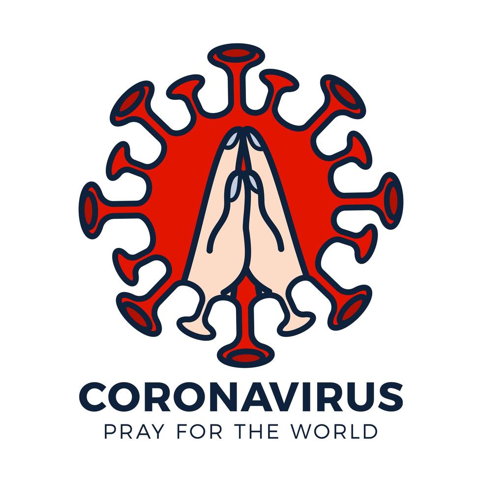 prega per il concetto di coronavirus mondiale con illustrazione vettoriale mani.