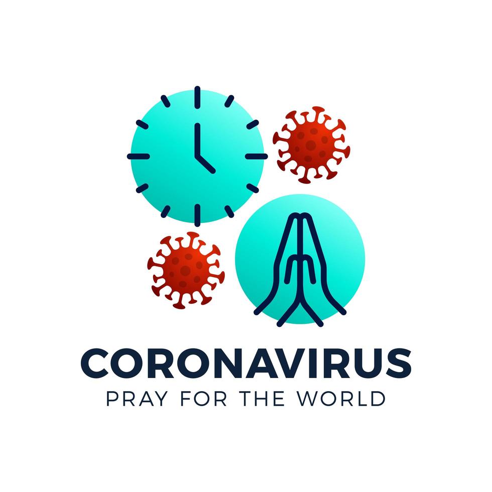 prega per il concetto di coronavirus mondiale con illustrazione vettoriale mani.