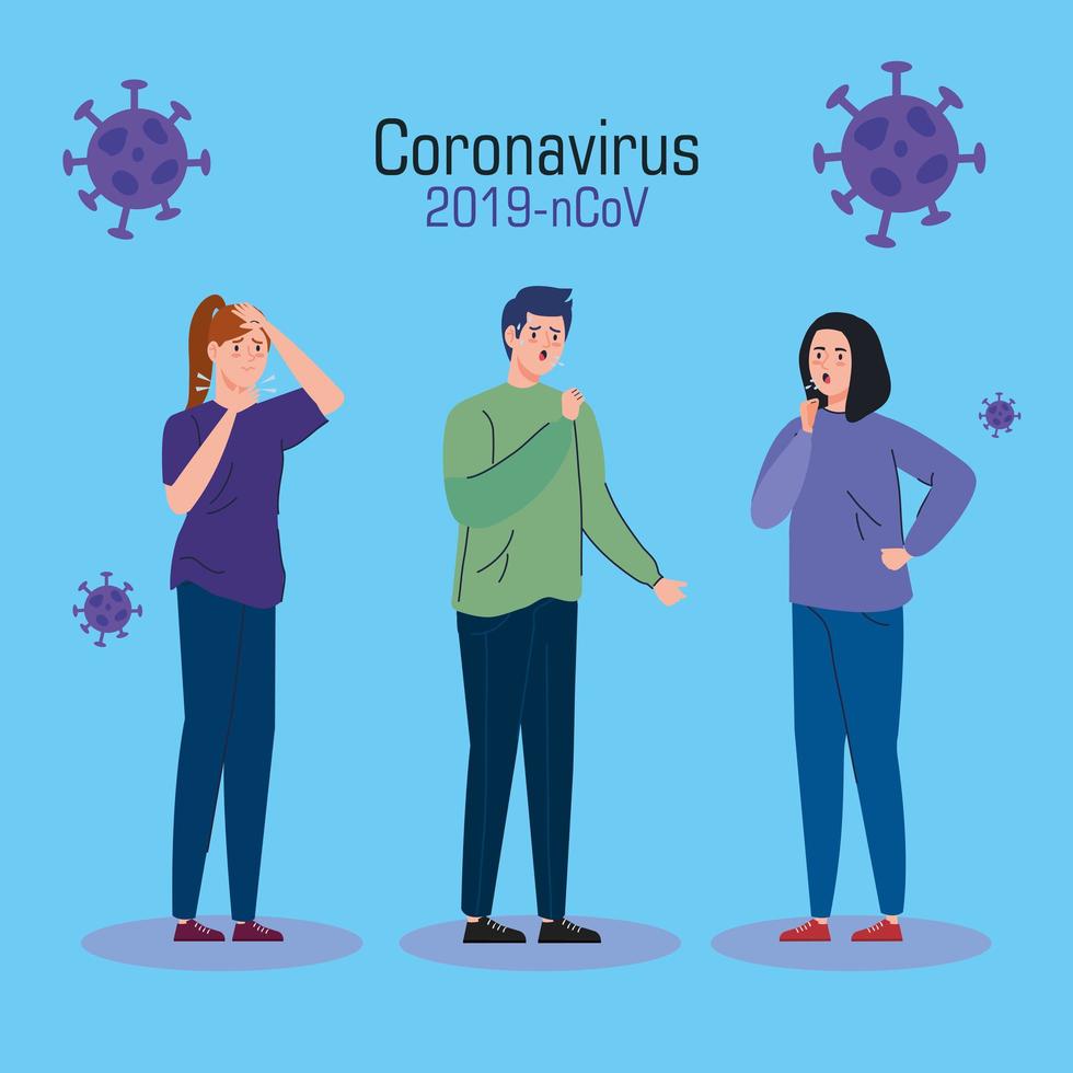 banner di persone con sintomi di coronavirus vettore