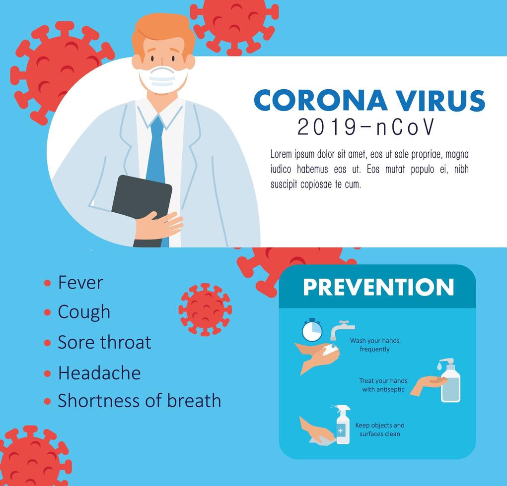 banner di prevenzione del coronavirus vettore